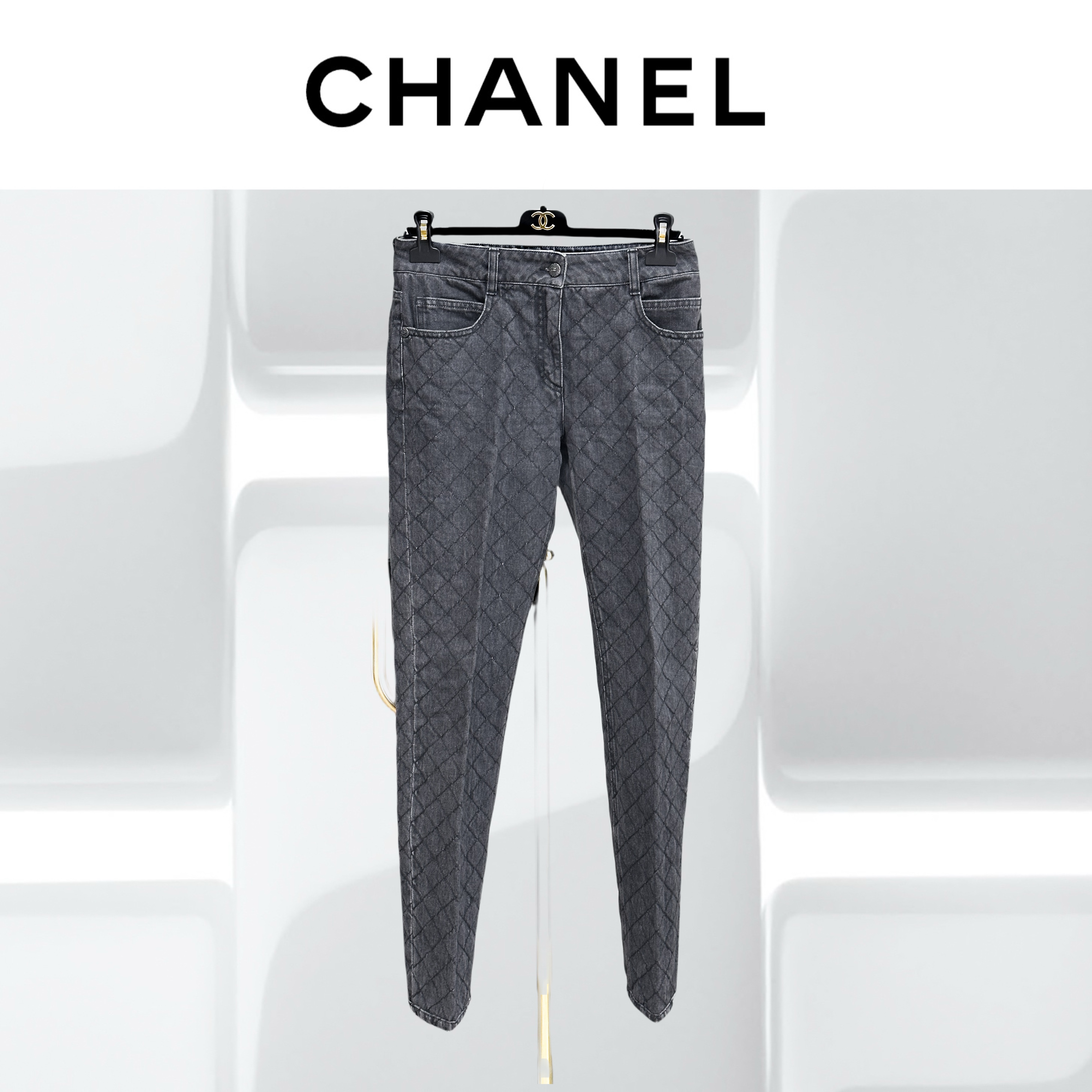 99新 Chanel/香奈儿 40码 深灰色 菱格纹 长裤