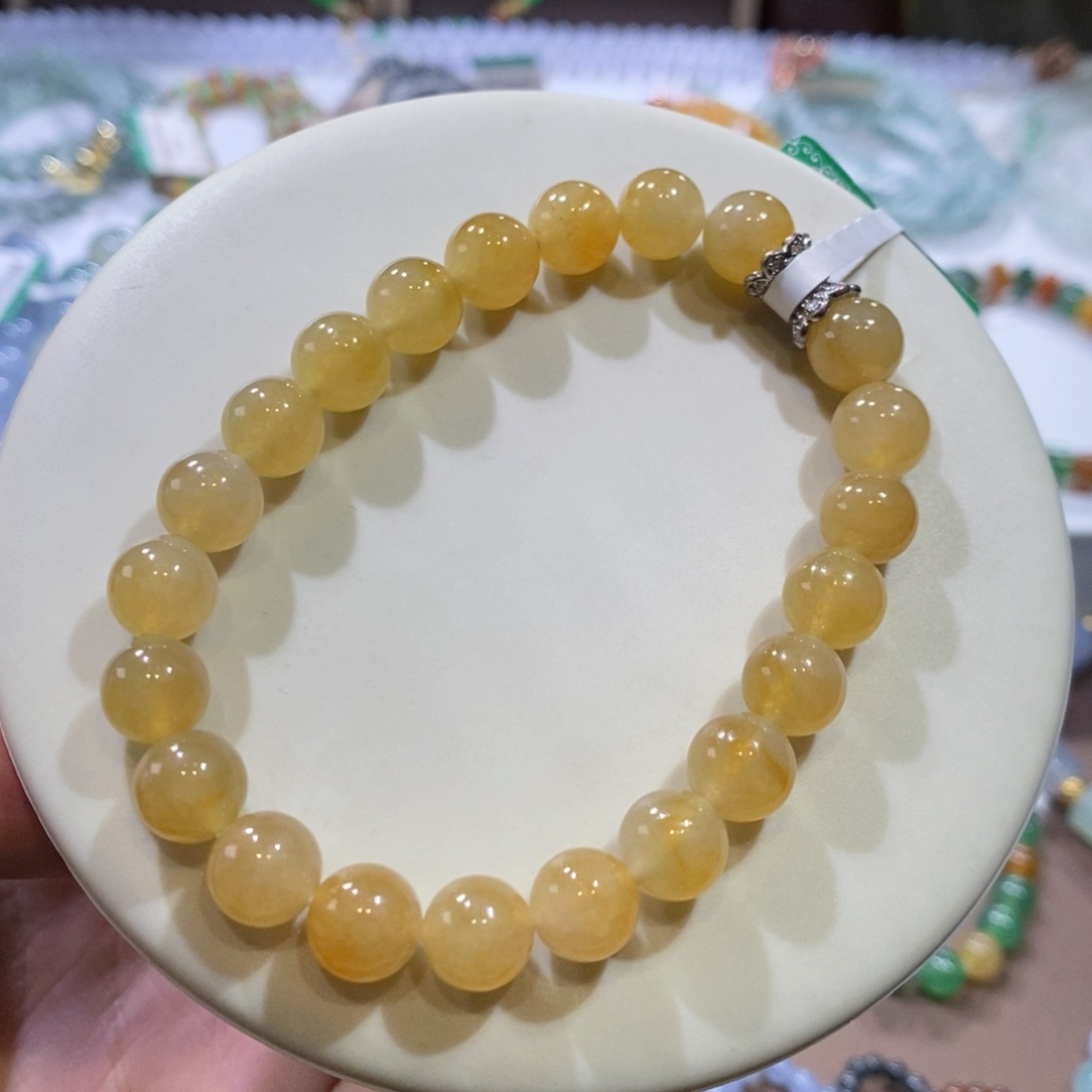 翡翠手链未镶嵌冰黄手串卡8