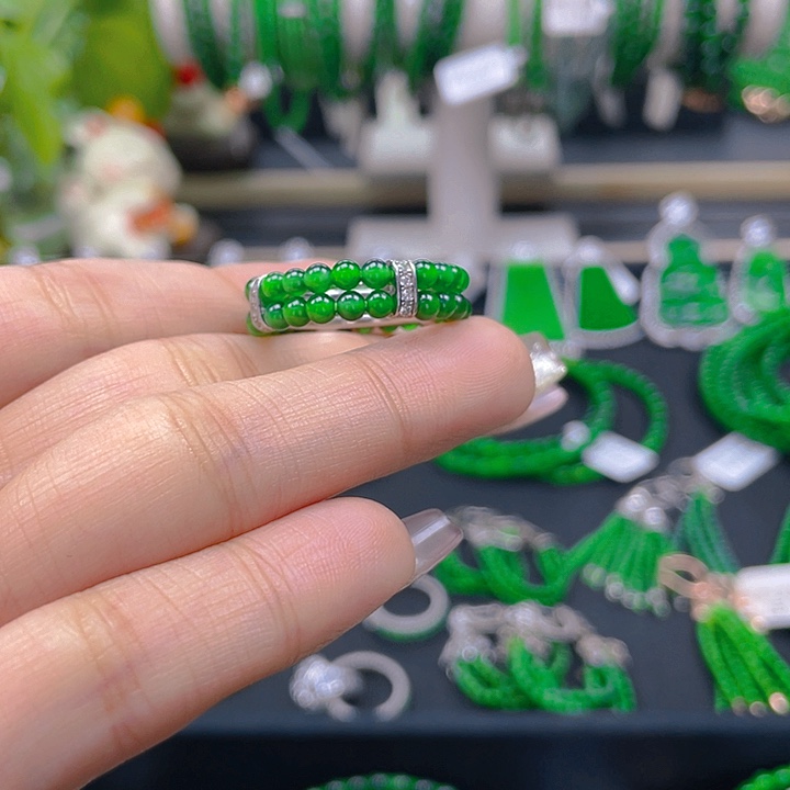 翡翠戒指银S925镶嵌F****_圆珠戒圈3