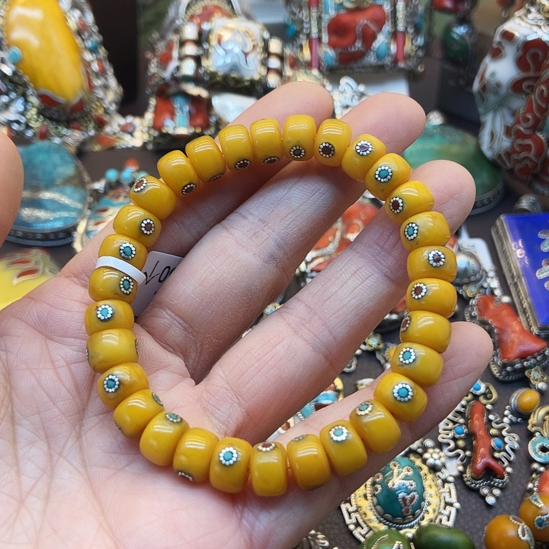 蜜蜡未镶嵌手链坤尼泊尔手工制作