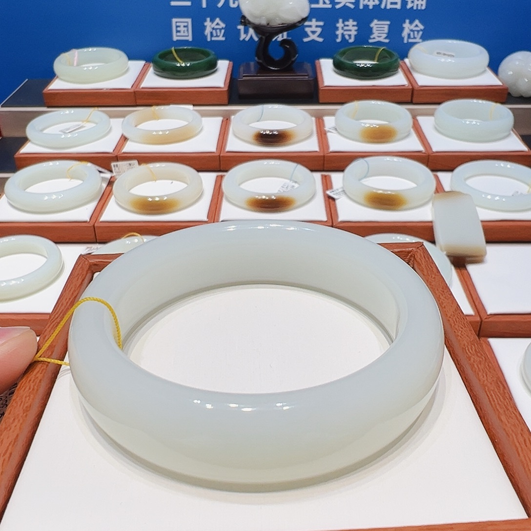 和田玉未镶嵌手镯轮胎羊脂白60.5