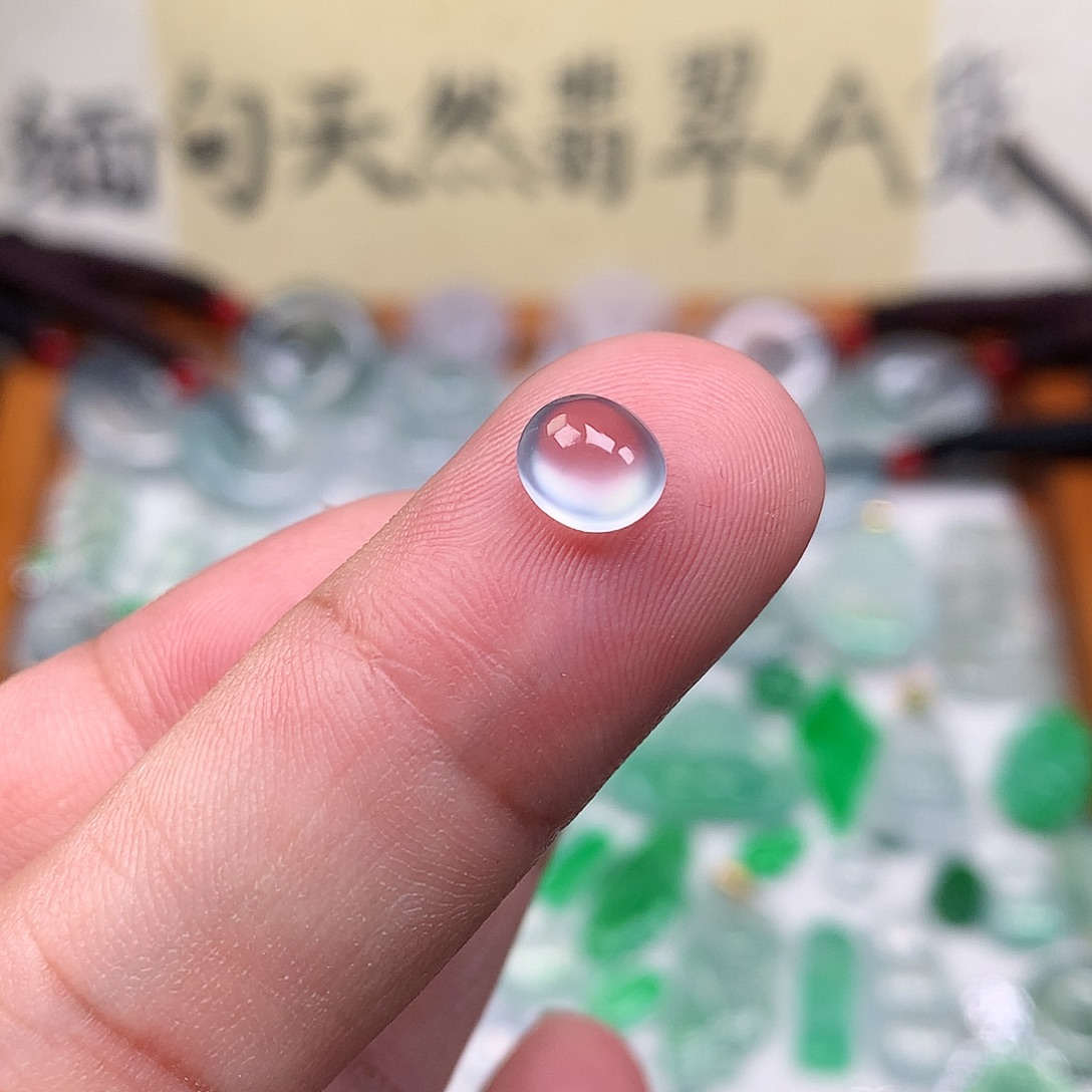 翡翠散珠缅甸天然A货翡翠冰种蛋面