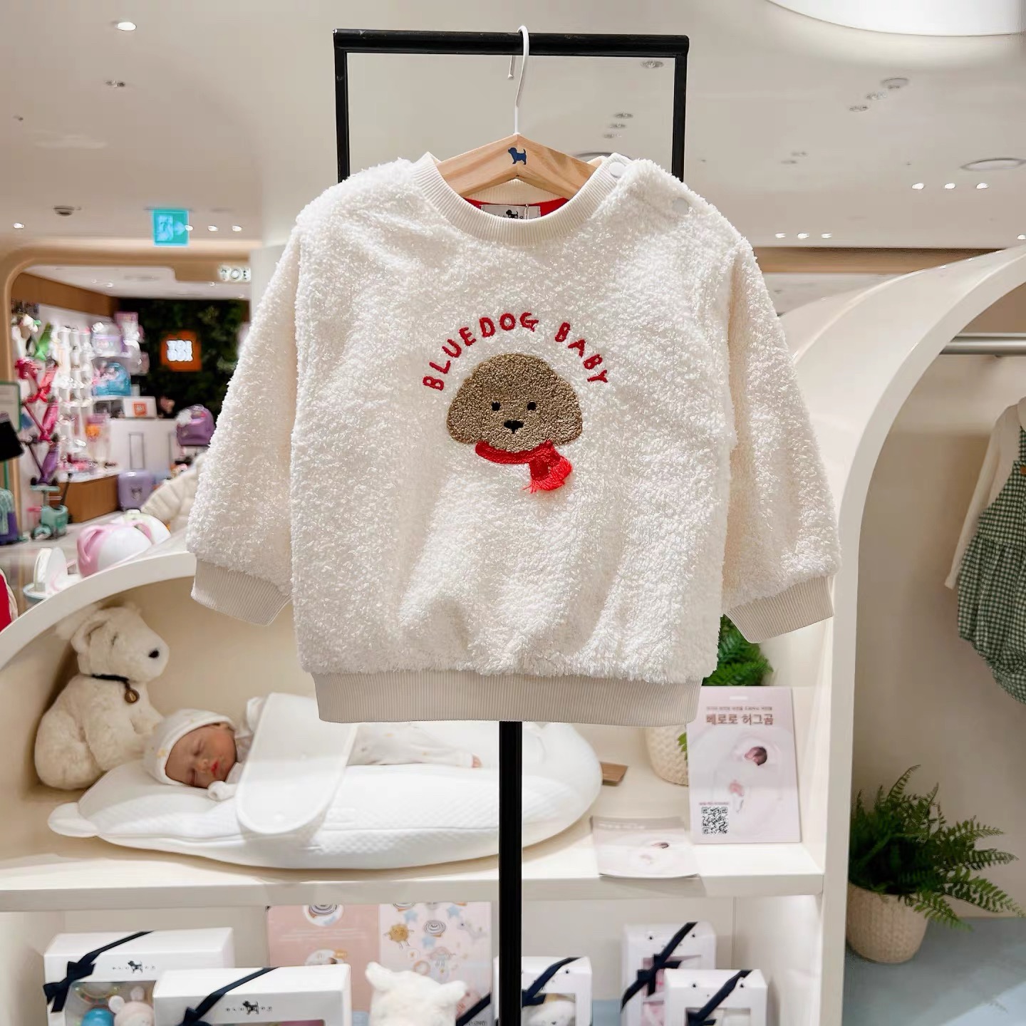 tx003蓝狗韩版童装2025冬儿童可爱毛绒卫衣T恤