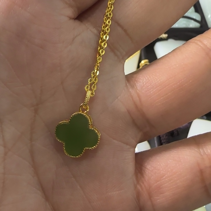 和田玉（碧玉）银S925镶嵌颈饰