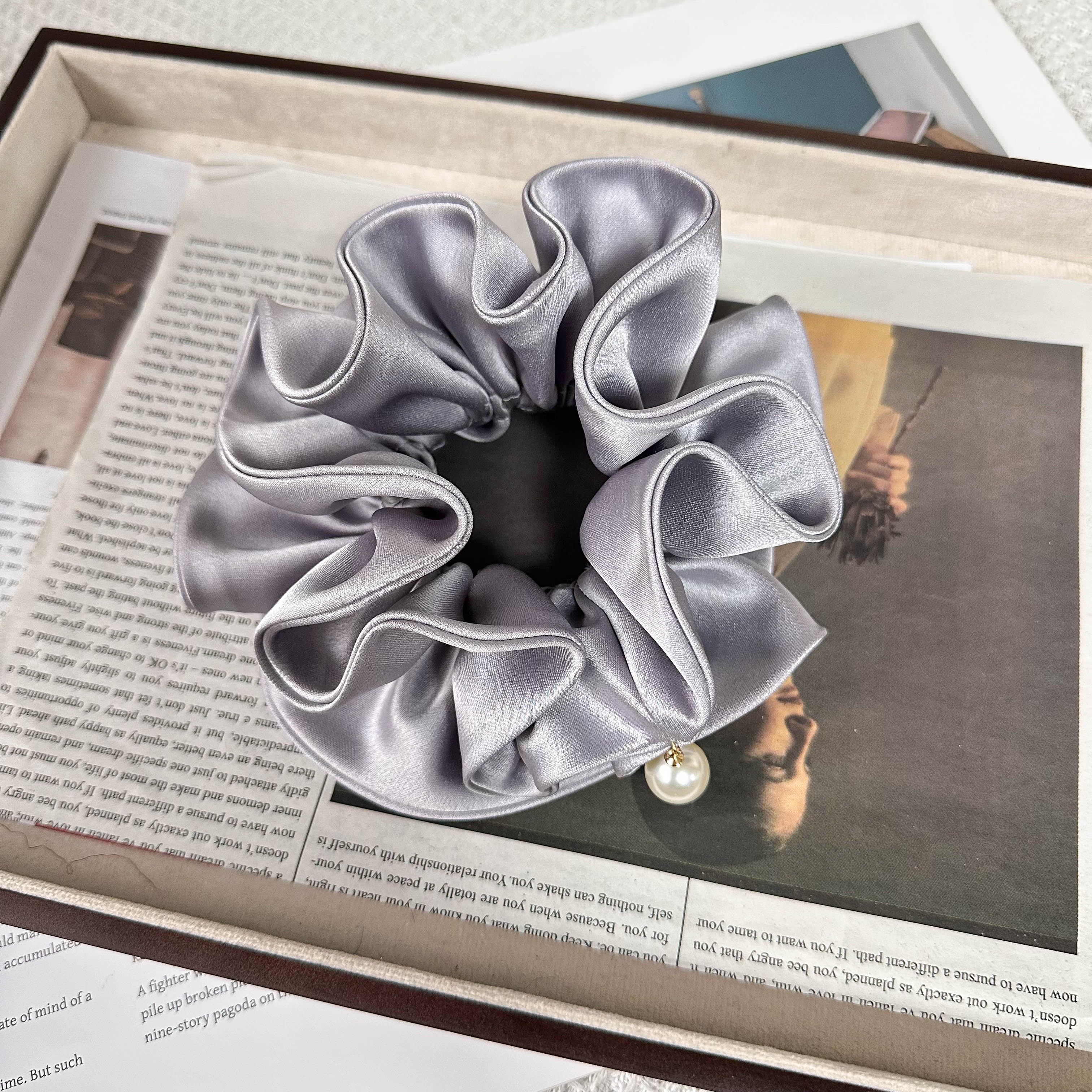 【卓菲】原单设计紫色褶皱玫瑰发圈1135