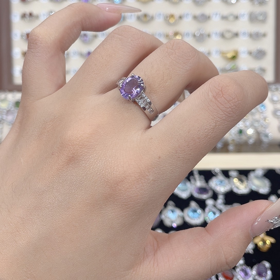 戒指银S925镶嵌紫晶