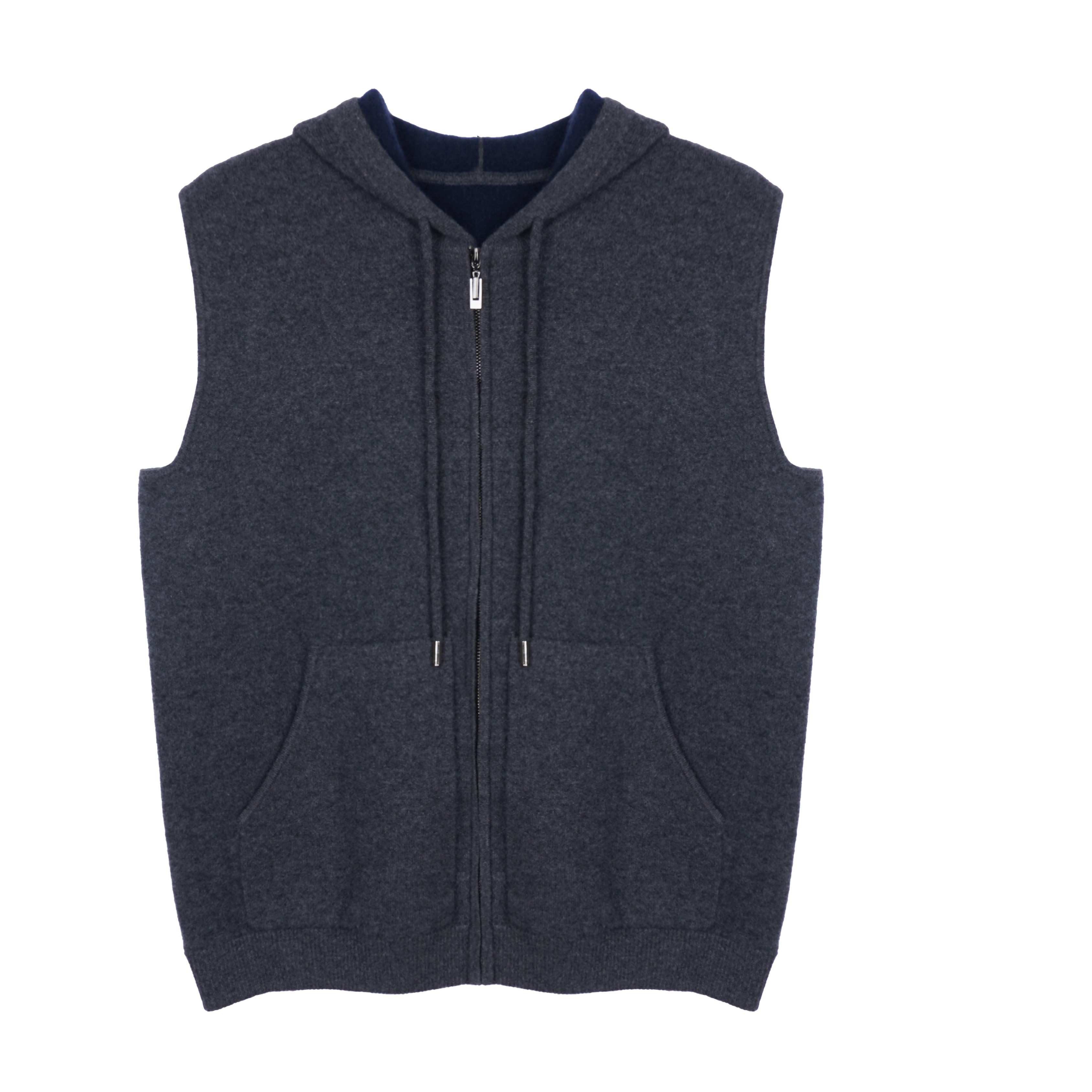 100纯山羊绒空气层双面穿男女同款连帽拉链马甲 YXW23241