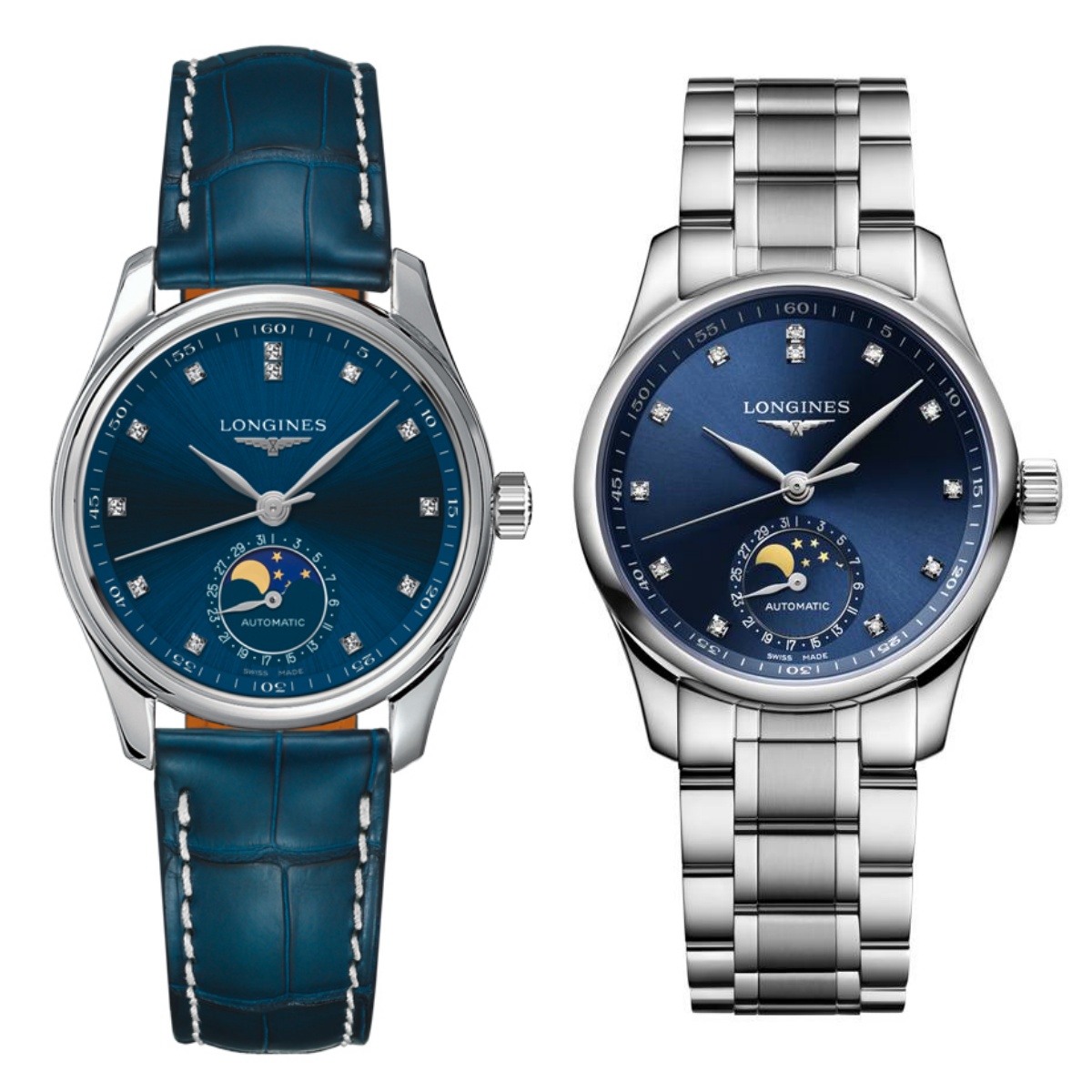 99新 Longines/浪琴 名匠409/机械/蓝盘钻刻/表径34mm/女士腕表