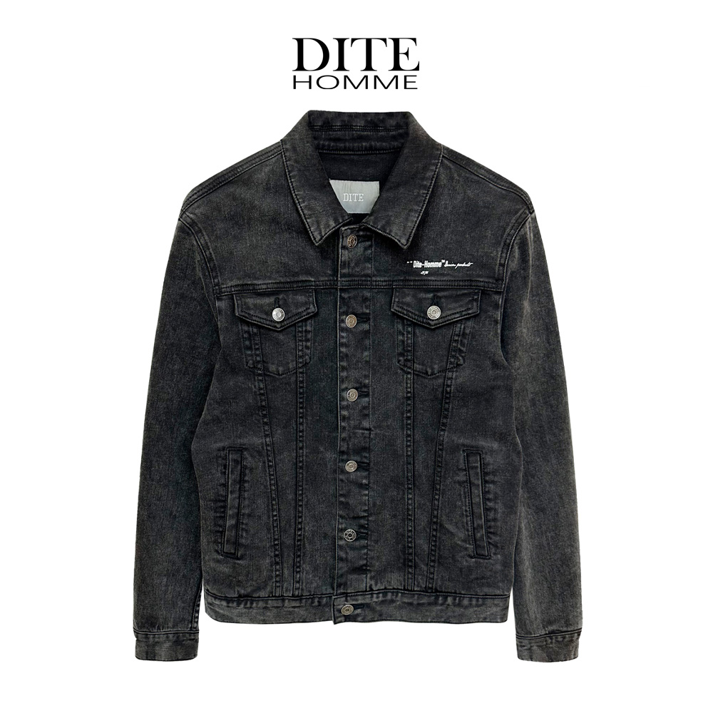 DITE男装 春秋款黑灰色休闲时尚牛仔外套