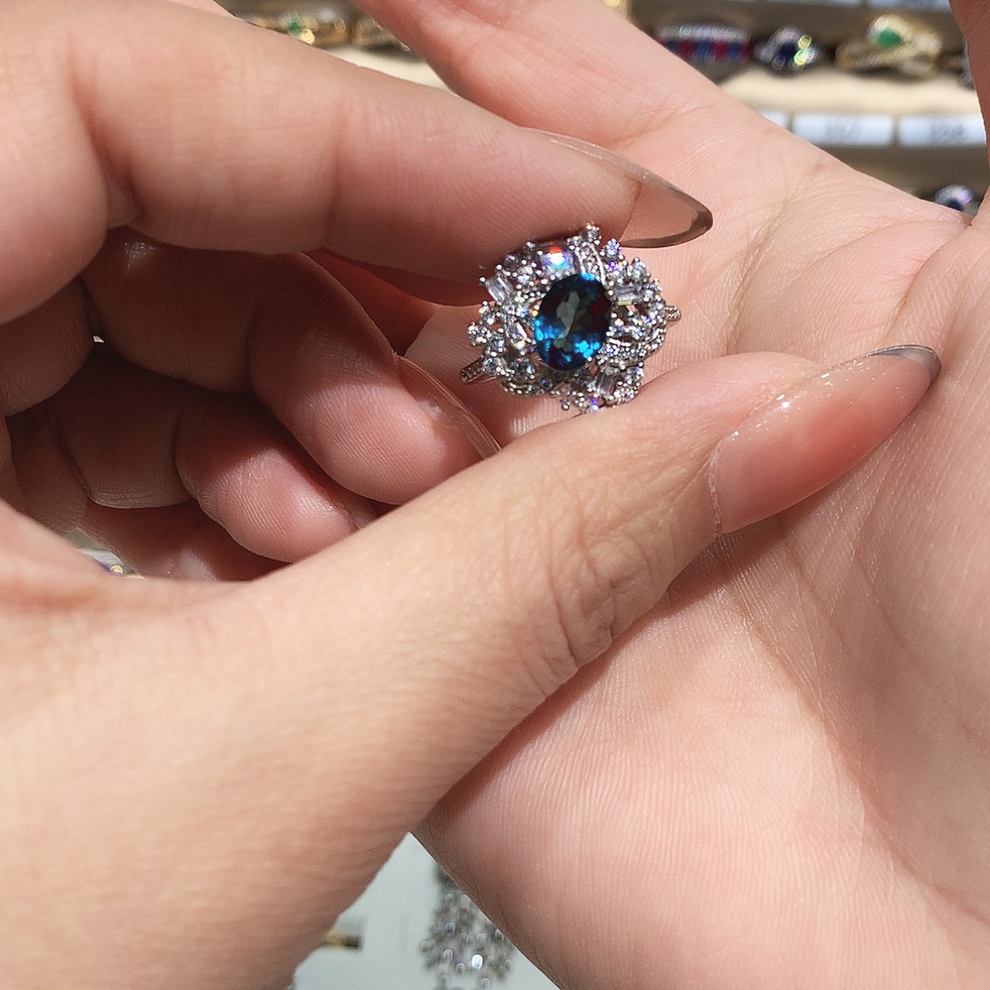 托帕石银S925镶嵌戒指