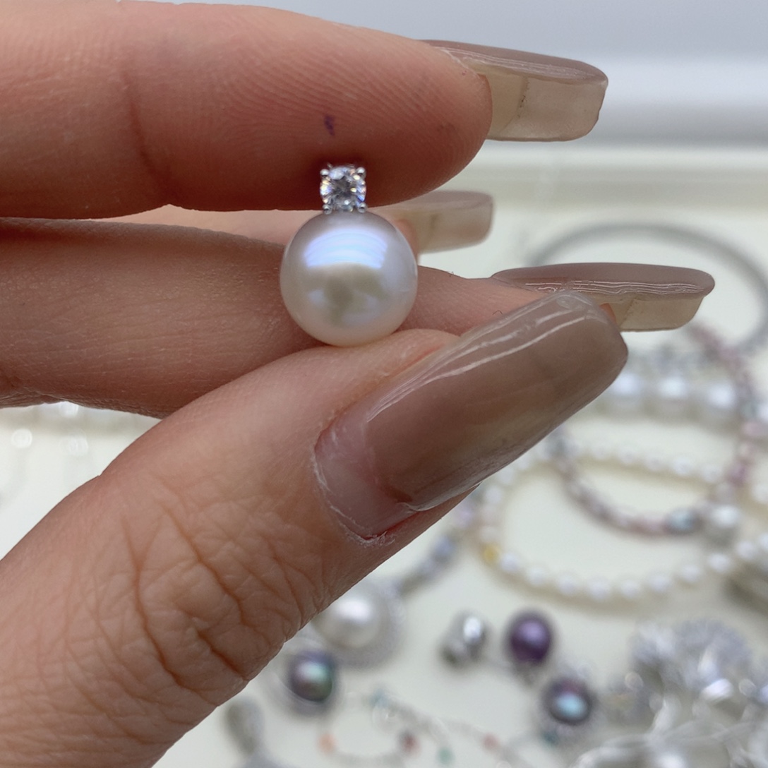 吊坠(不含链)淡水珍珠银S925镶嵌