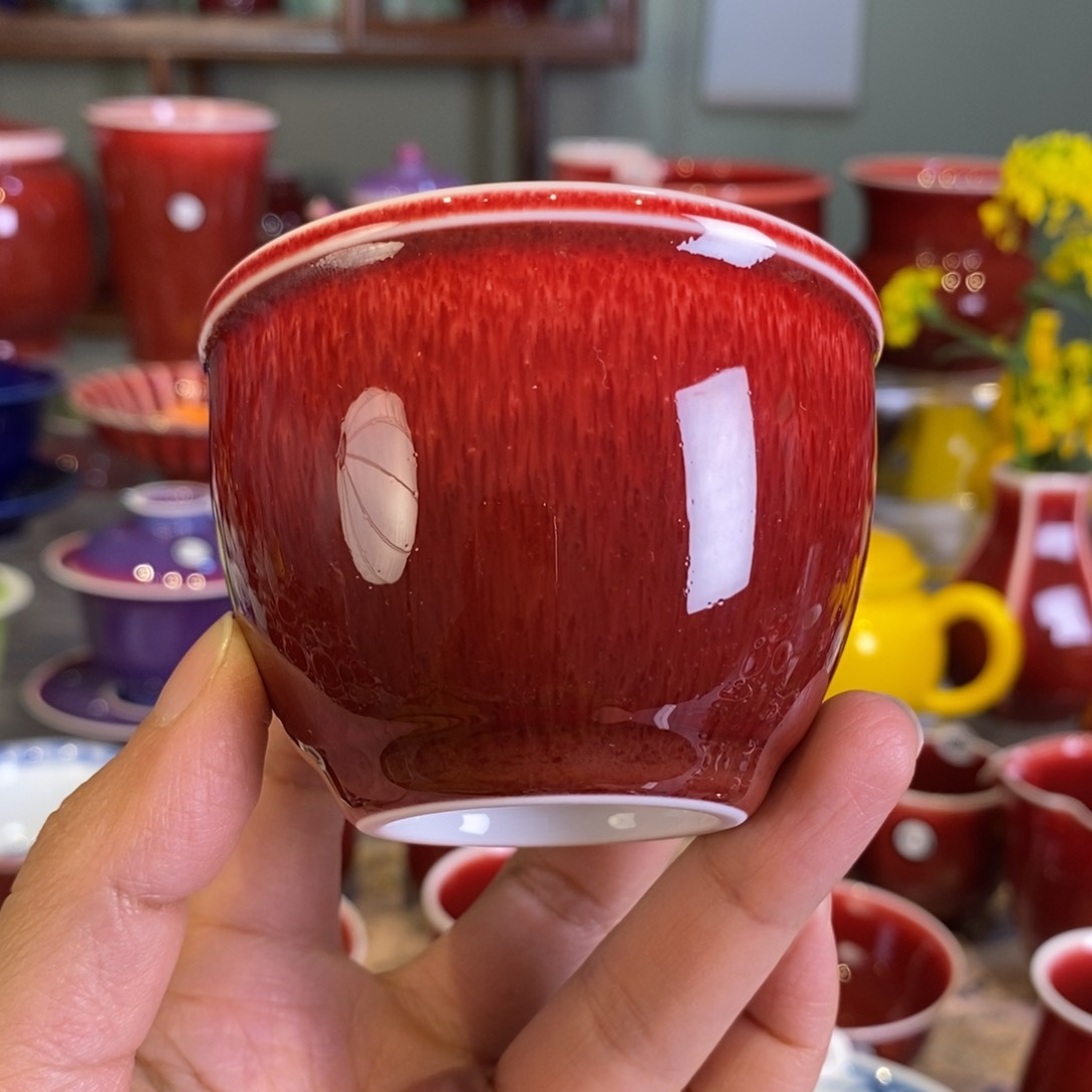 清欢雅玩原矿郎红缸杯