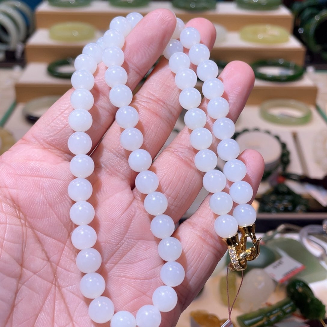 和田玉高品白玉女神链卡8未镶嵌