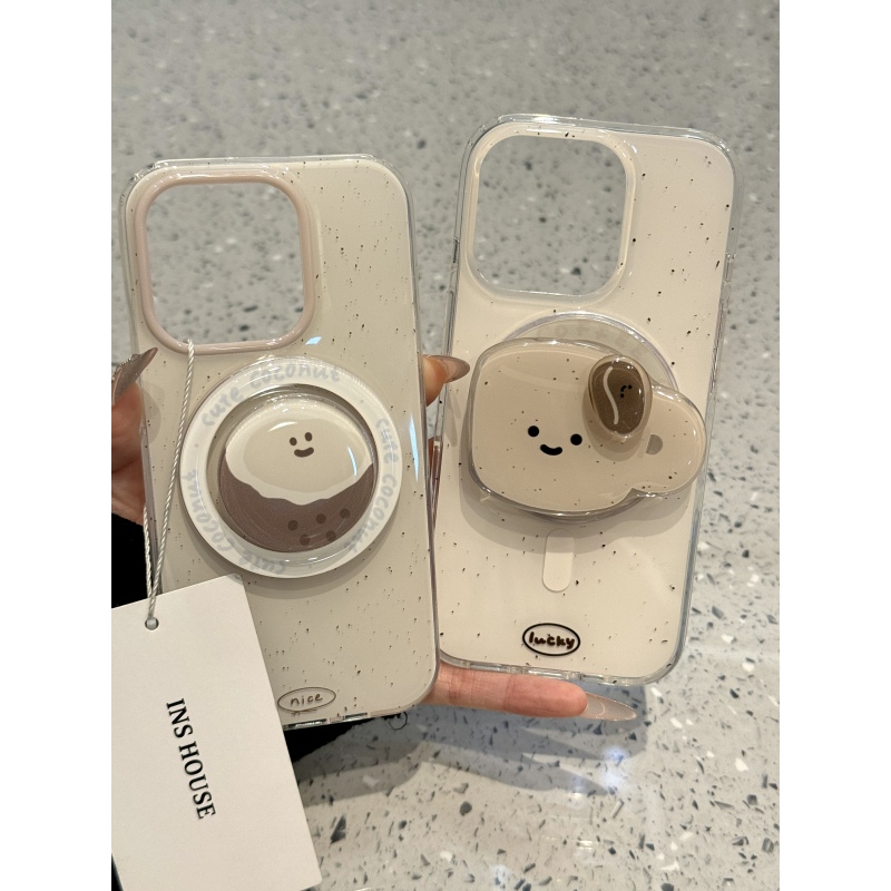 韩系ins泼墨咖啡杯椰子适用iphone16promax手机壳苹果15pro磁吸14