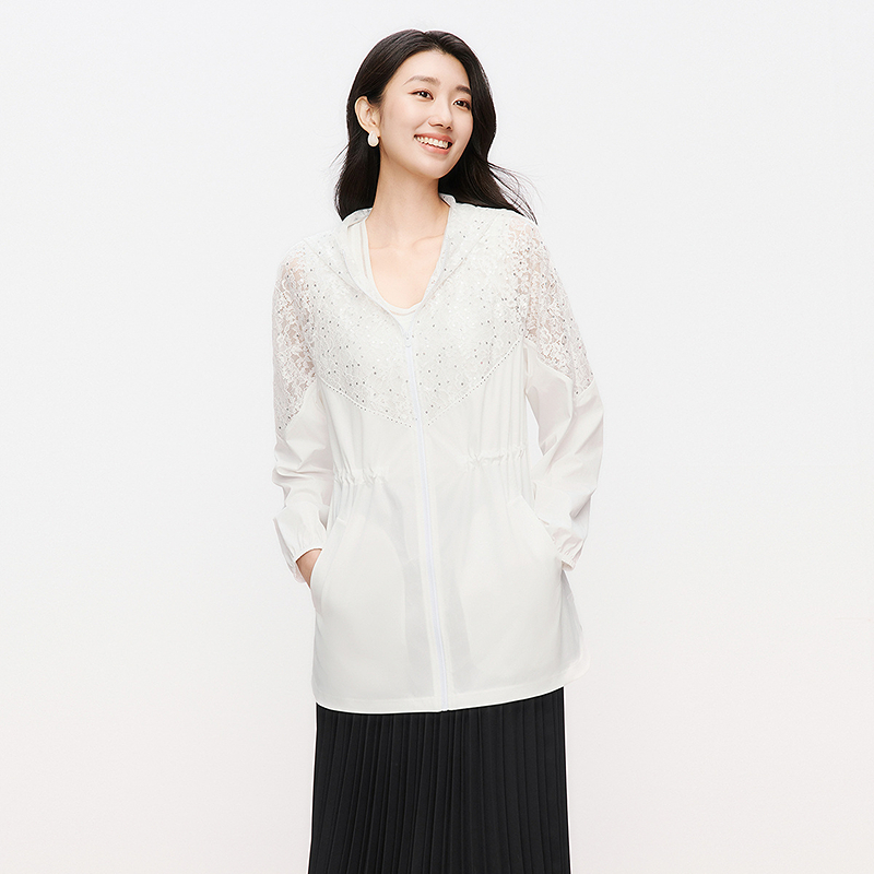 【一秒入夏】珂莱蒂尔休闲风衣蕾丝长袖运动时尚女士春夏宽松上衣