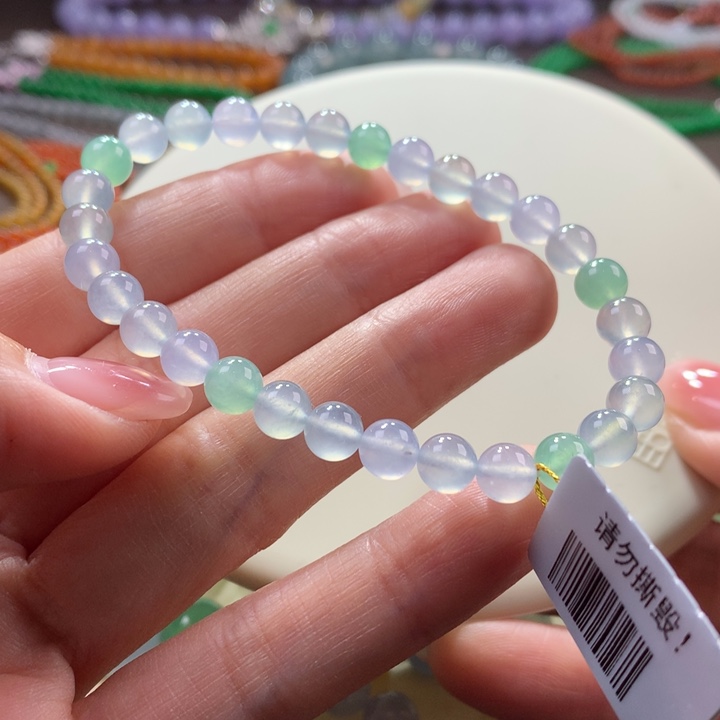 翡翠手链未镶嵌木那冰幻彩卡6