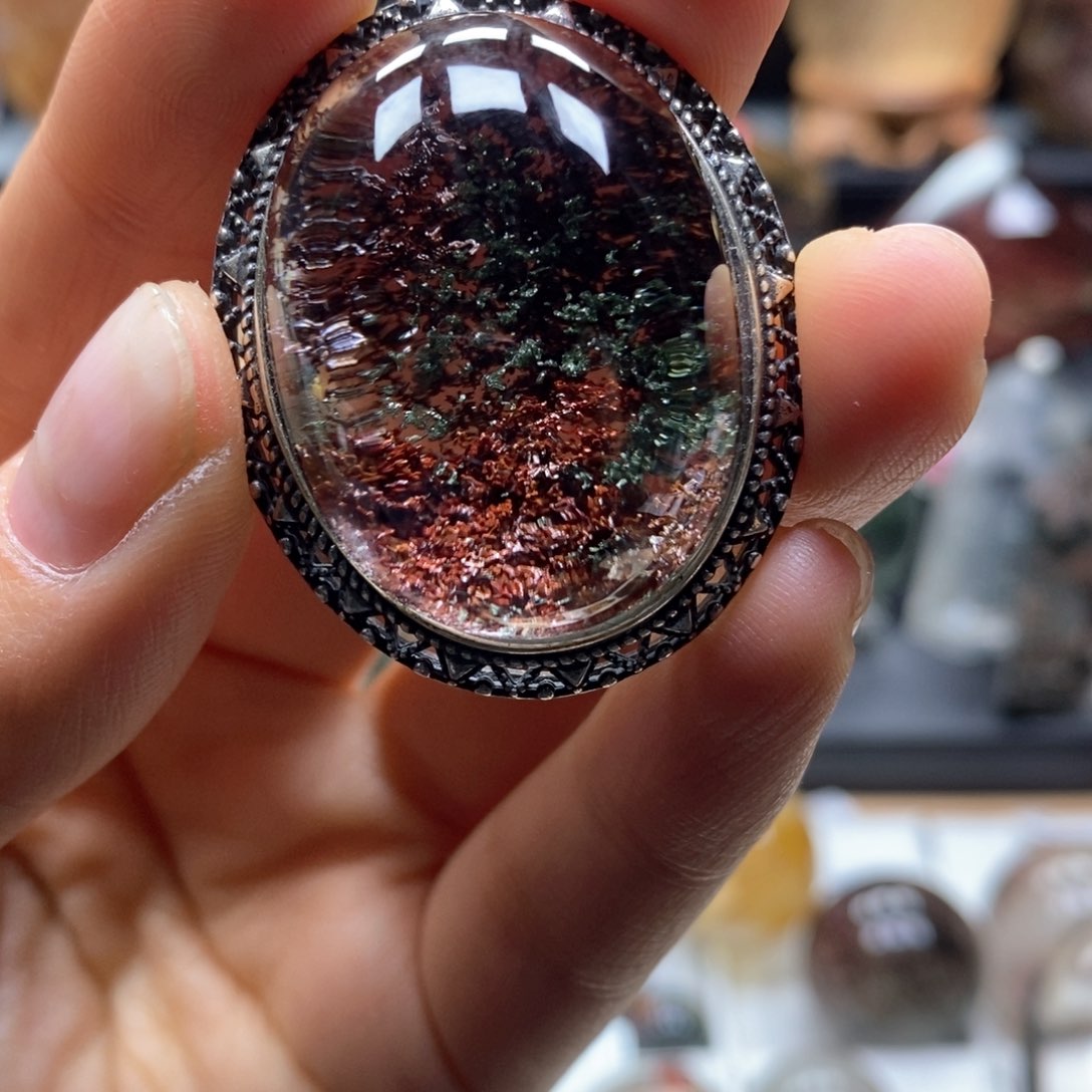 水晶吊坠银S925镶嵌吊坠11111