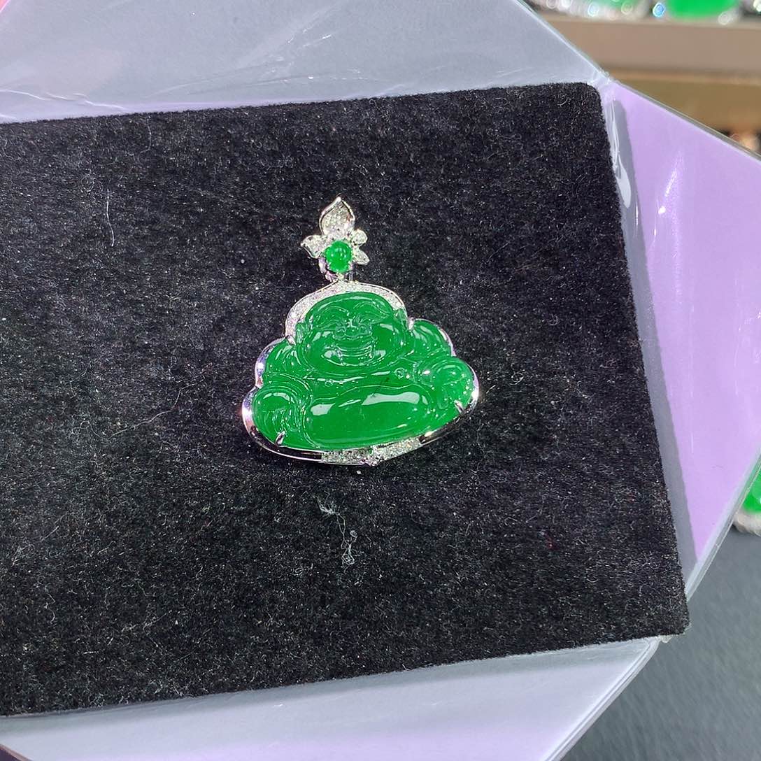 翡翠吊坠(赠链)18K金镶嵌