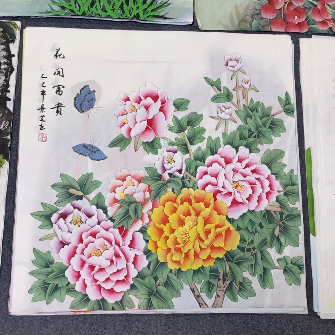 国画尺寸68✖️68斗方手绘工笔画