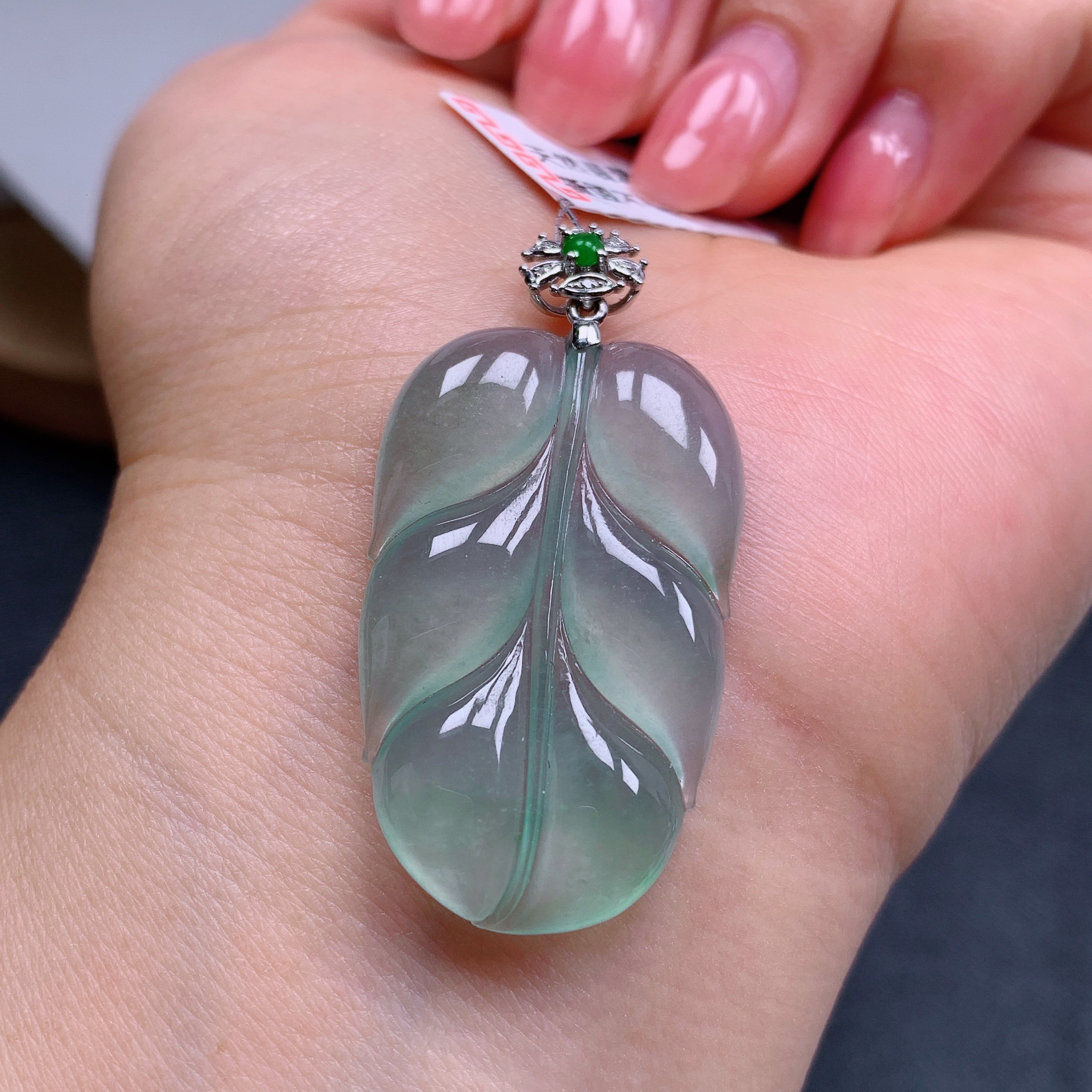 天然缅甸翡翠A货18k冰种晴水叶子气质精美40+20.9+4.5