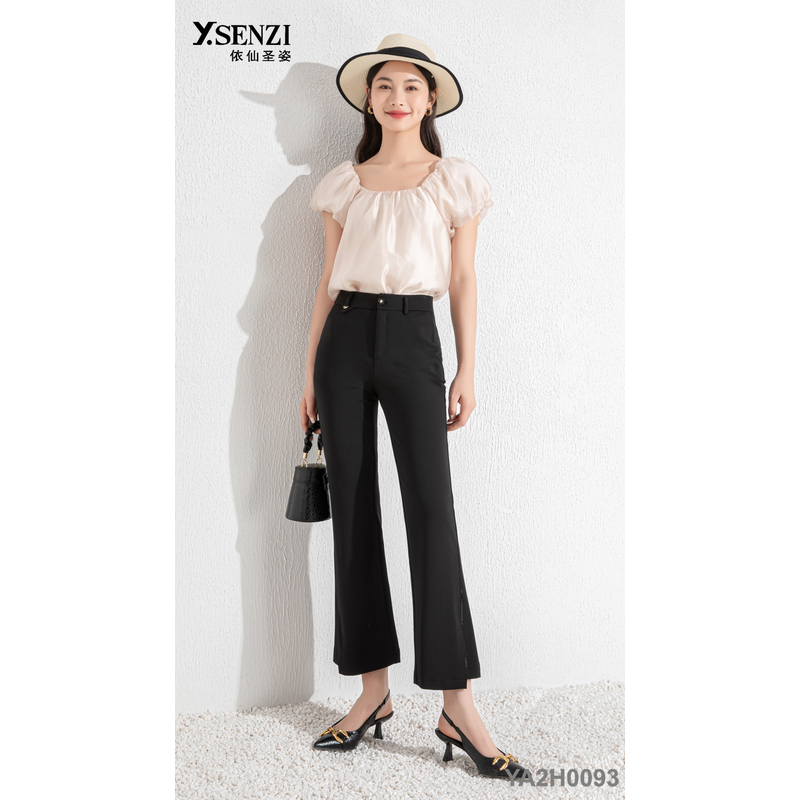 依仙圣姿女裤2025夏季新款YA2H0093款开叉鱼尾裤高腰弹力修身提臀