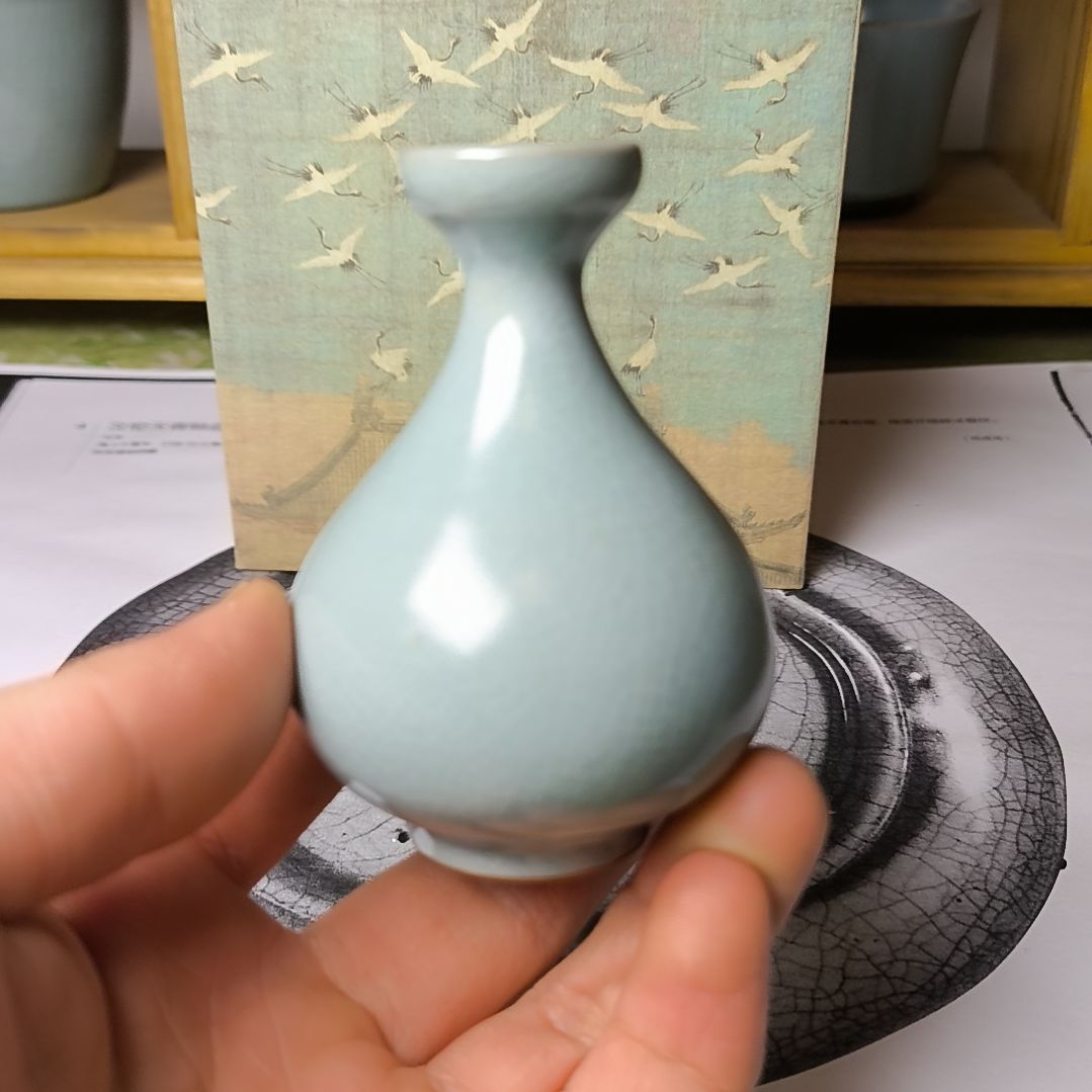 参***树清凉寺汝瓷仿古釉纯手工微瑕小花瓶福利款
