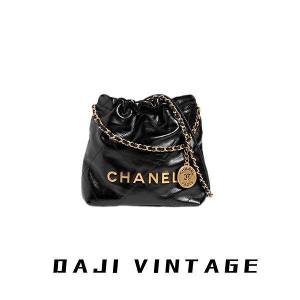 大吉中古/Chanel香奈儿22 bag mini黑金斜挎包