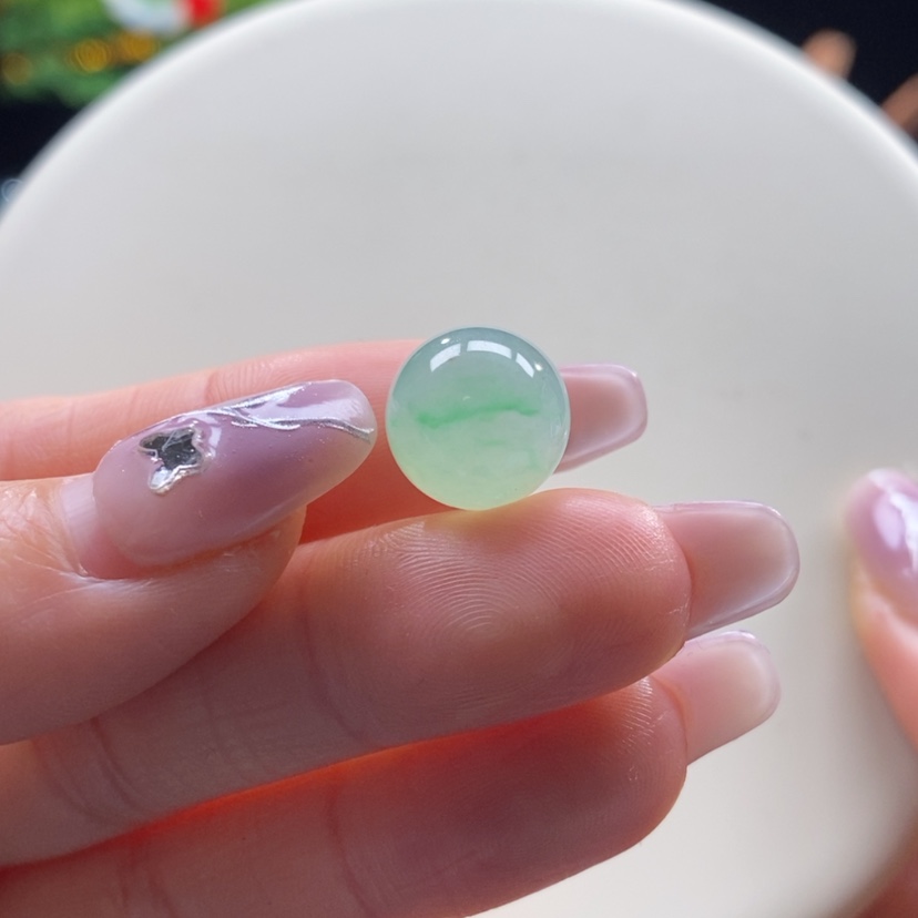 【闪购商品】翡翠颈饰未镶嵌翡翠冰甜绿珠卡11.9mm