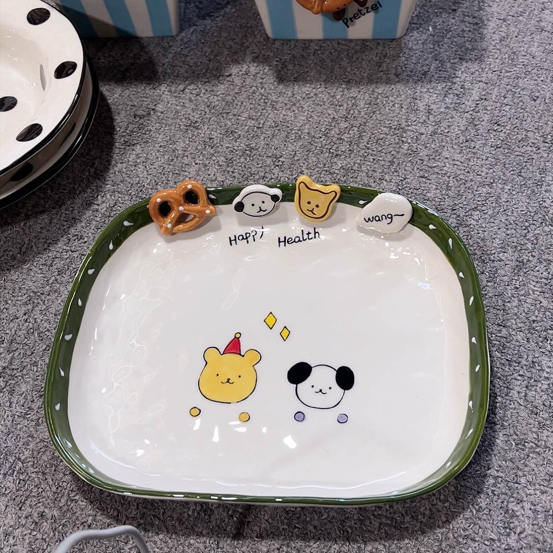 碱水结纽扣小狗8分餐盘