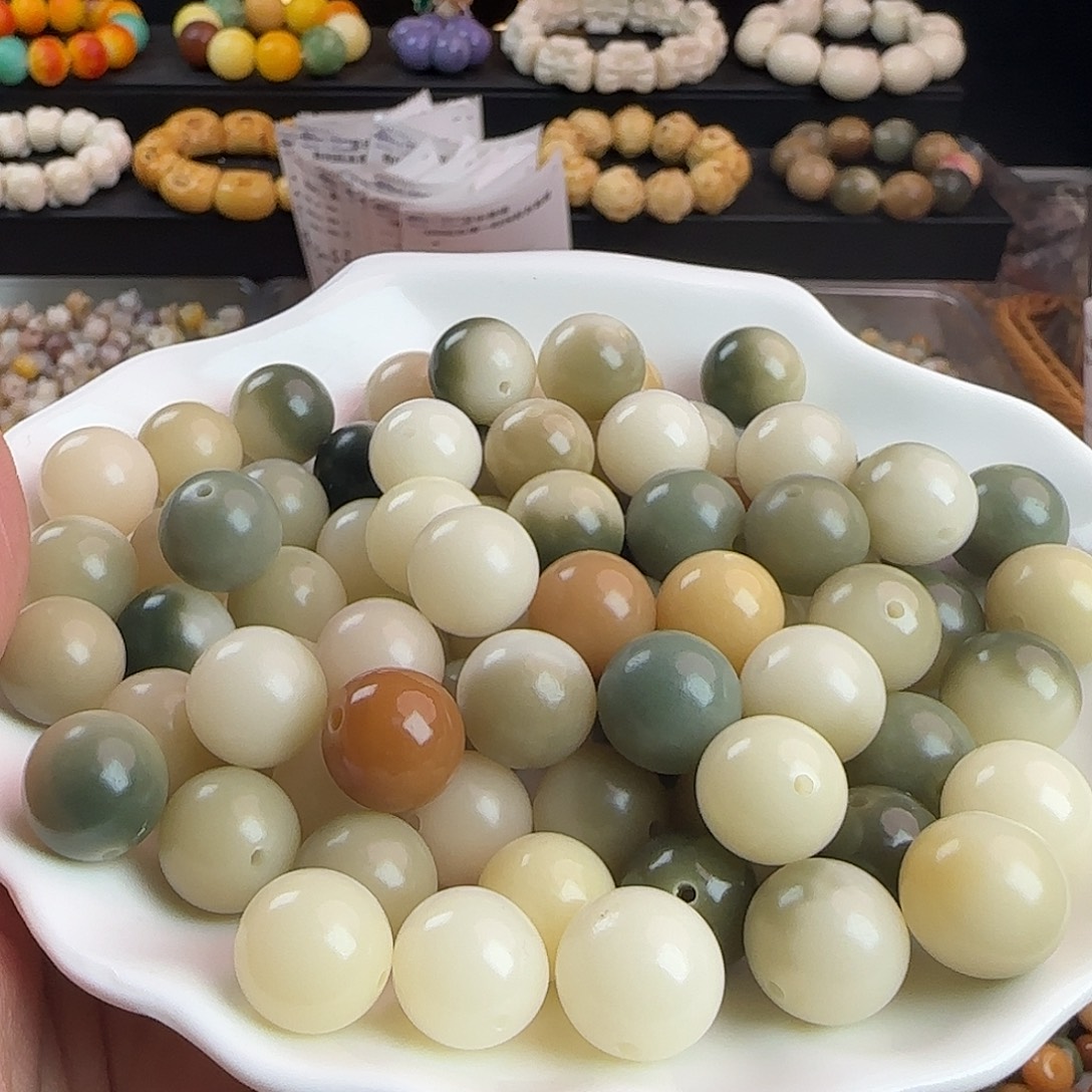 菩提根/象牙果手串卡14-15半山半水汤圆100颗