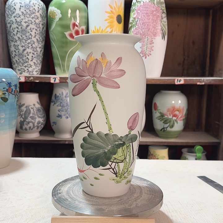 陶高32白荷花陶瓷陶瓷