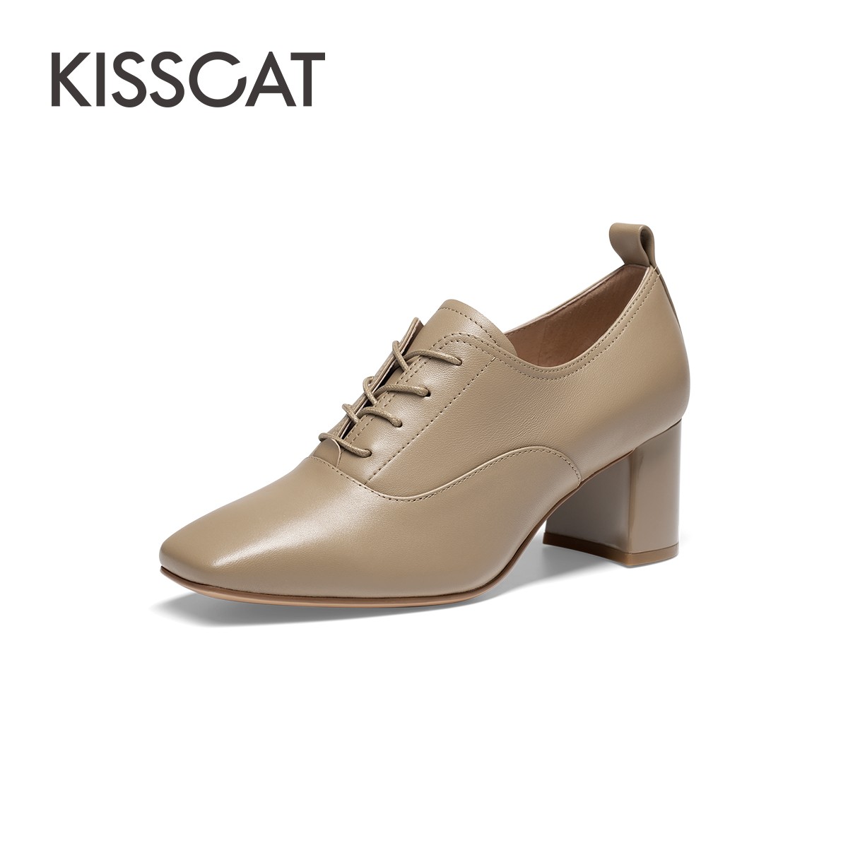 「流光风」接吻猫新款学院风粗跟鞋时尚精致绑带时装靴KA43504-13