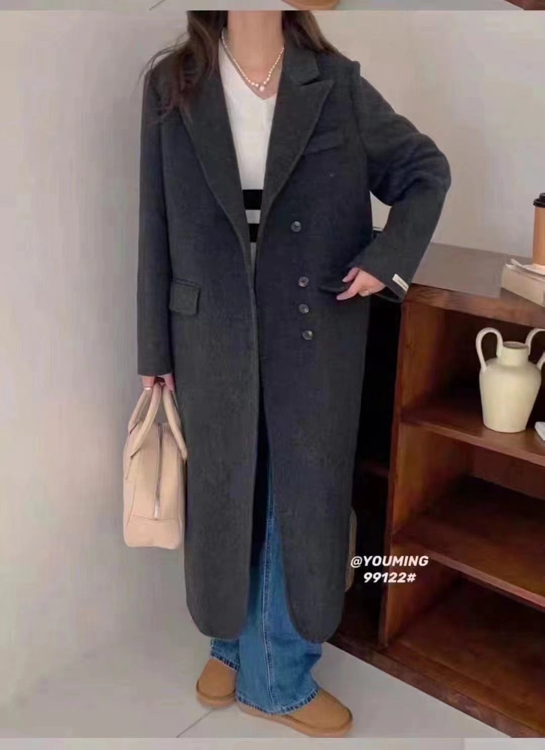 【25大衣系列】高端双面西装领单排扣宽松显瘦外套99122