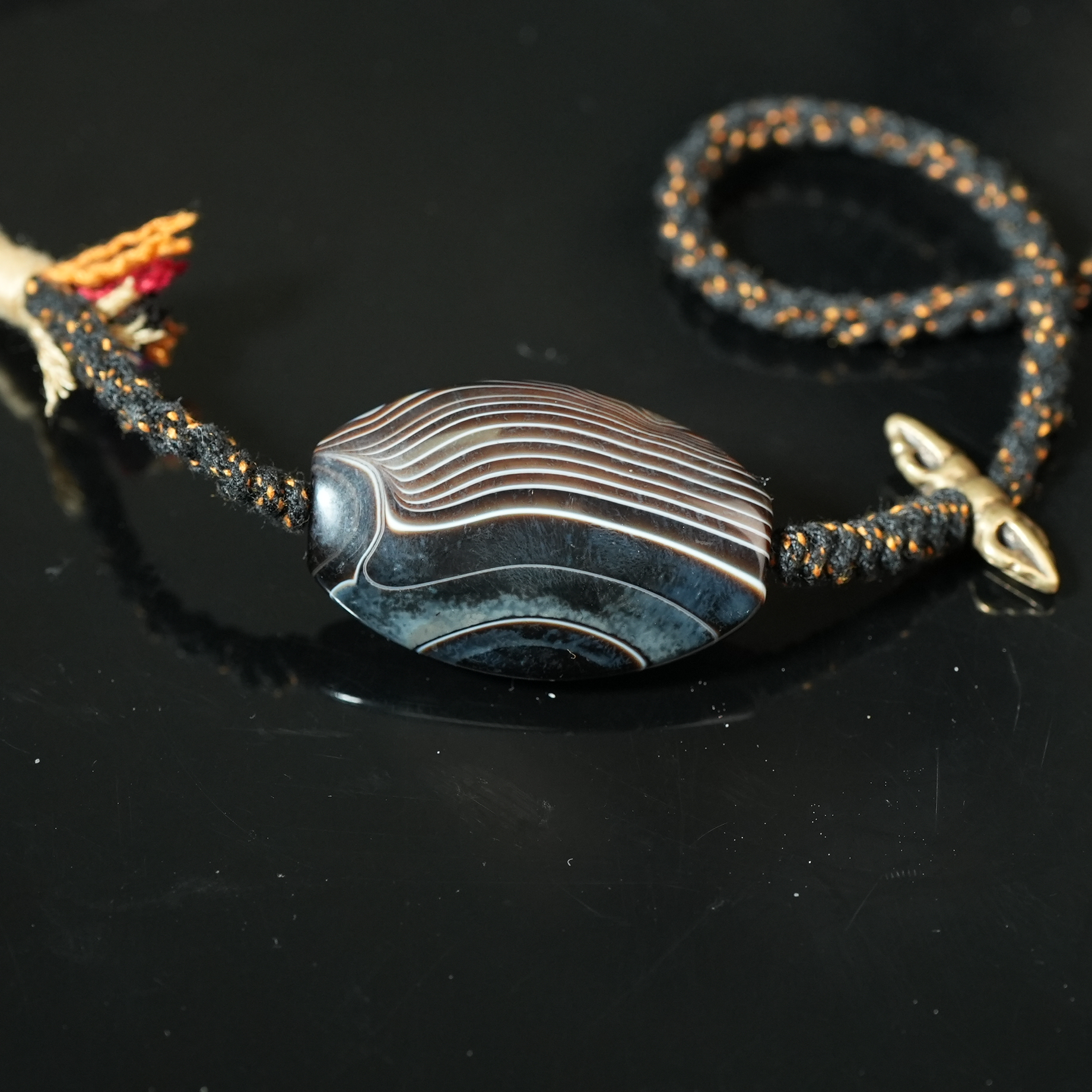 维多利亚时期缠丝玛瑙板珠【古珠精选】AAJD241019110