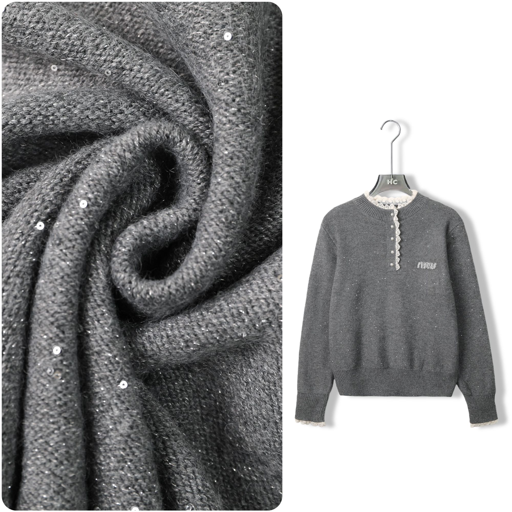 星动女主木耳边秋冬加厚气质百搭特种纱上衣女0995