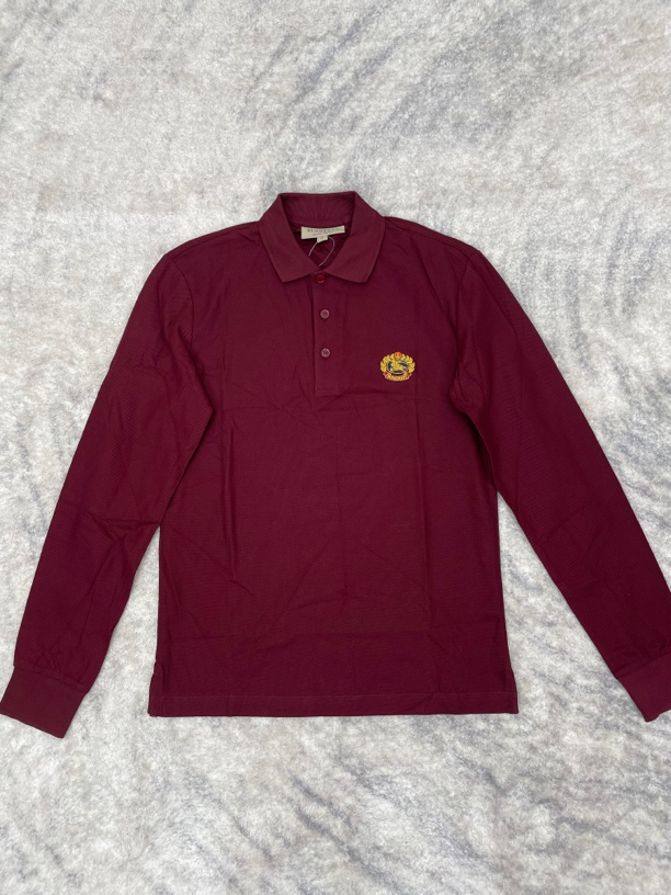 未使用 BURBERRY/博柏利 酒红翻领POLO衫XS码 1003