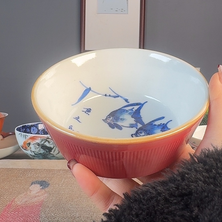 摆件景德柴烧茶杯多人