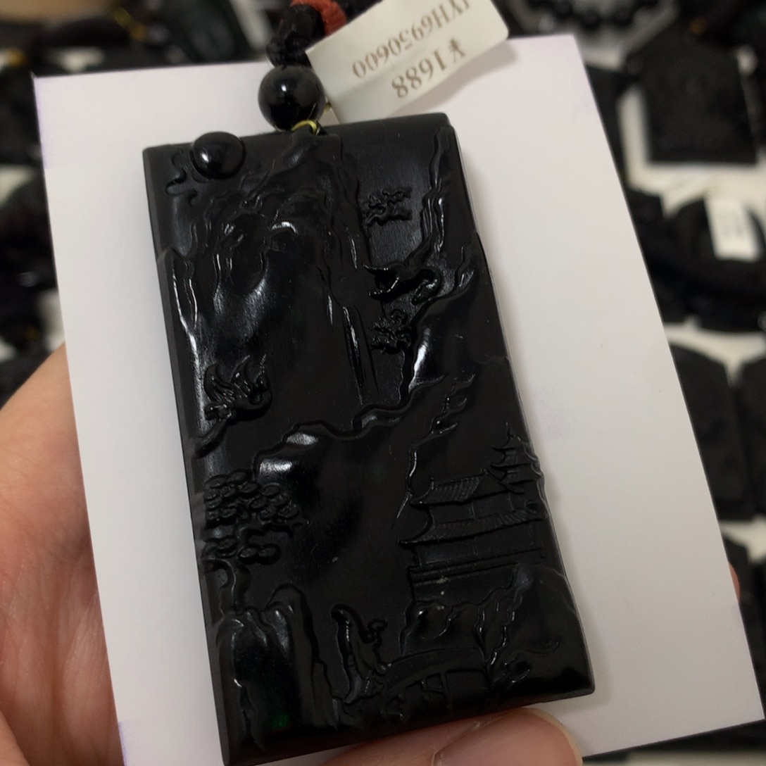 天然缅甸a货钢琴黑挂件