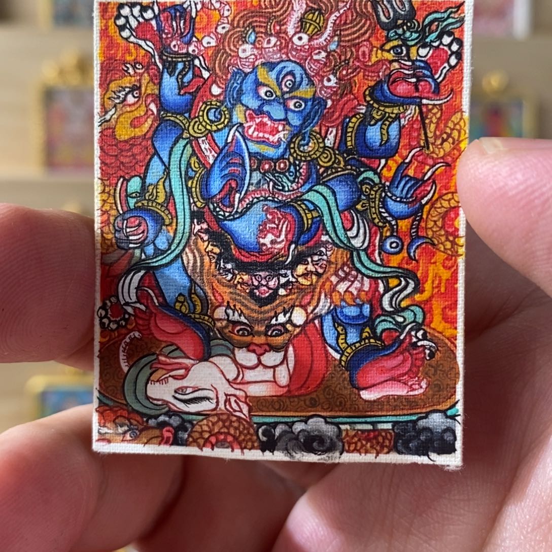 吊坠纯手绘六臂大黑天