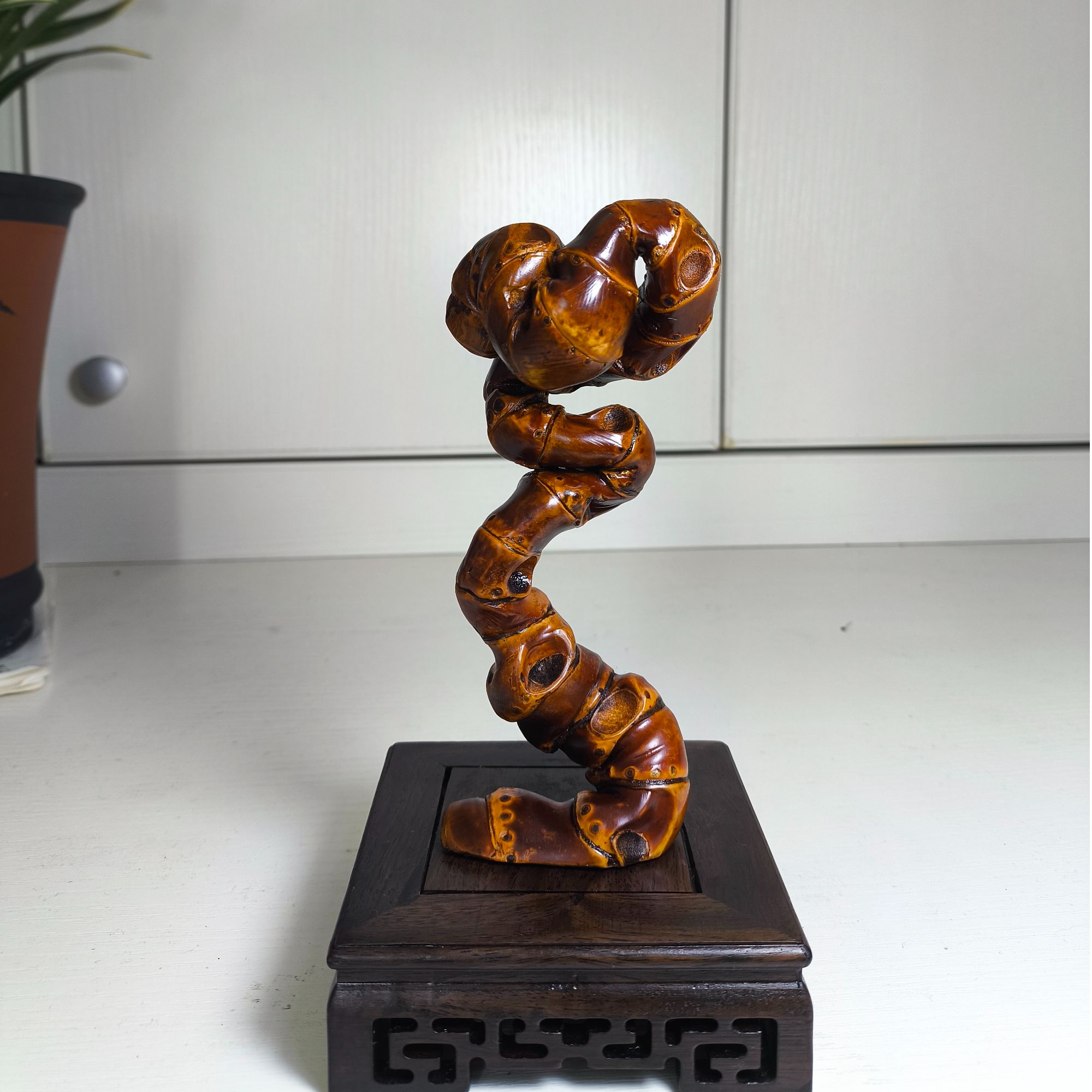 竹根文玩手把件竹鞭实心竹32