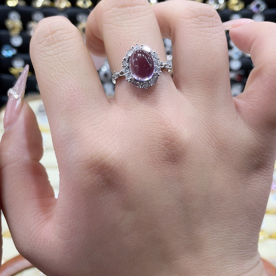 紫晶戒指银S925镶嵌戒指