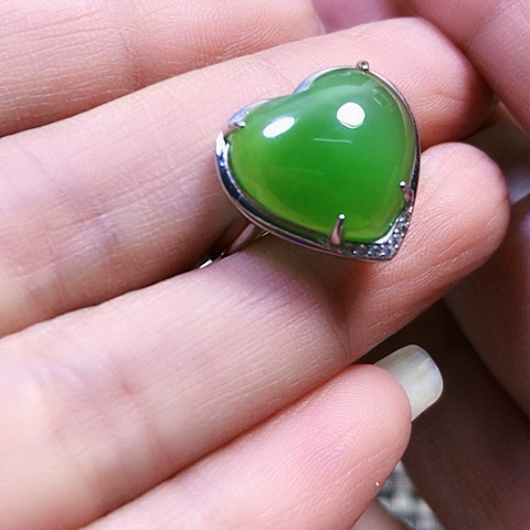 和田玉银S925镶嵌戒指