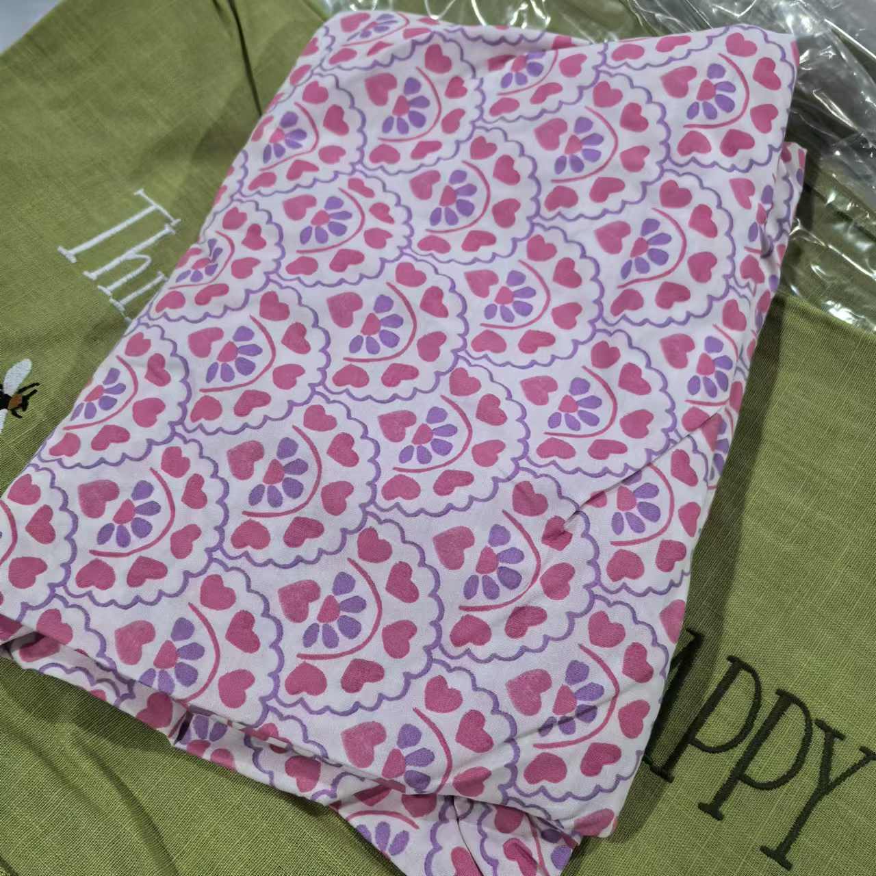 粉色爱心全棉床笠，100*200.