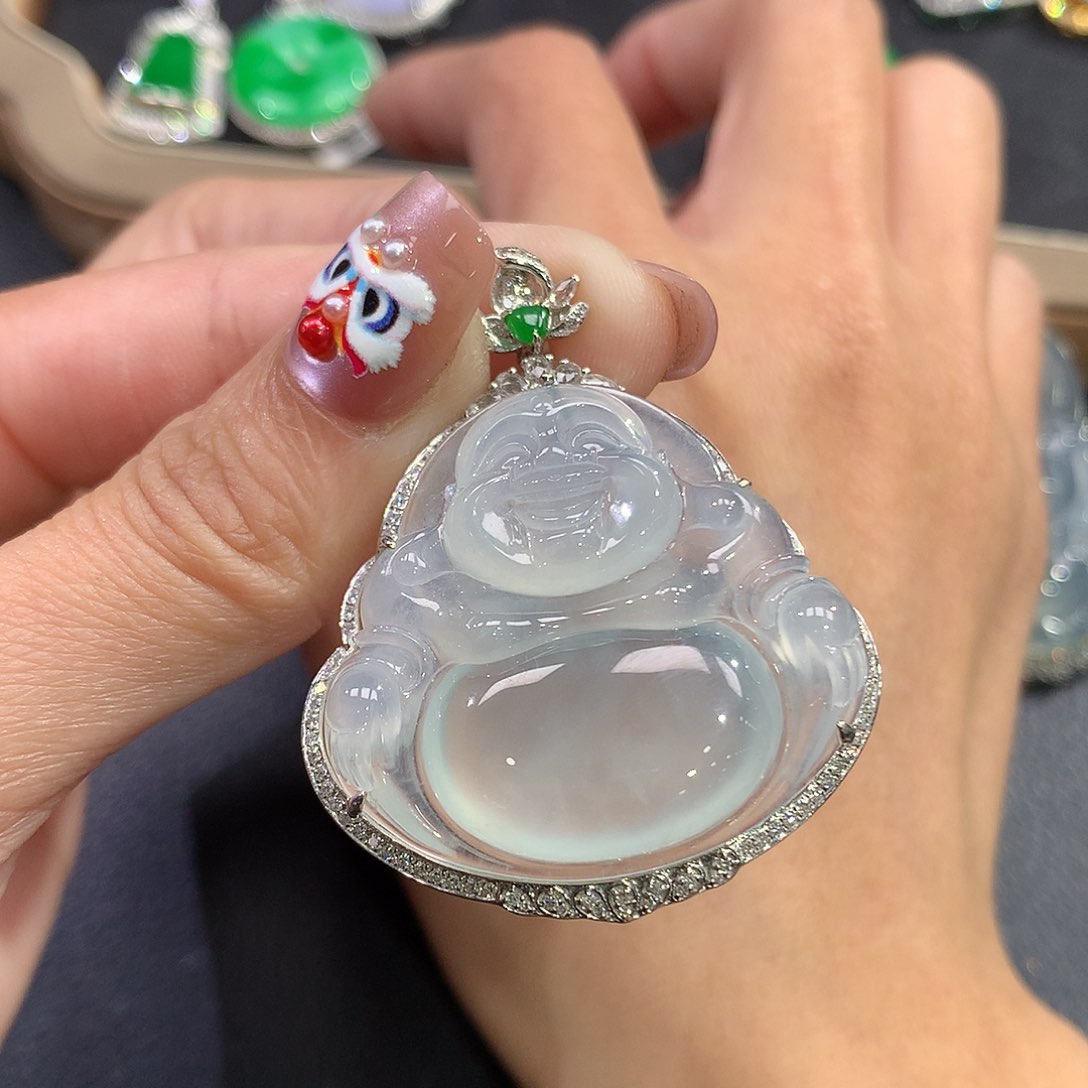 翡翠吊坠(赠链)18K金镶嵌