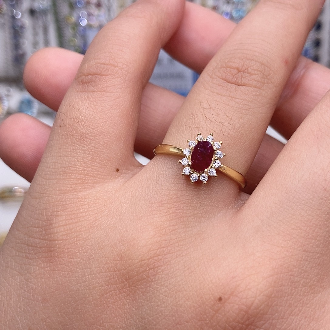 红宝石银S925镶嵌戒指