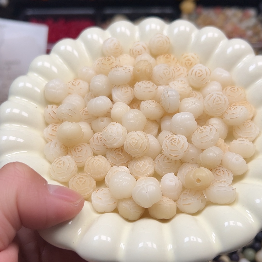 手串菩提根/象牙果20颗山茶花炭烧