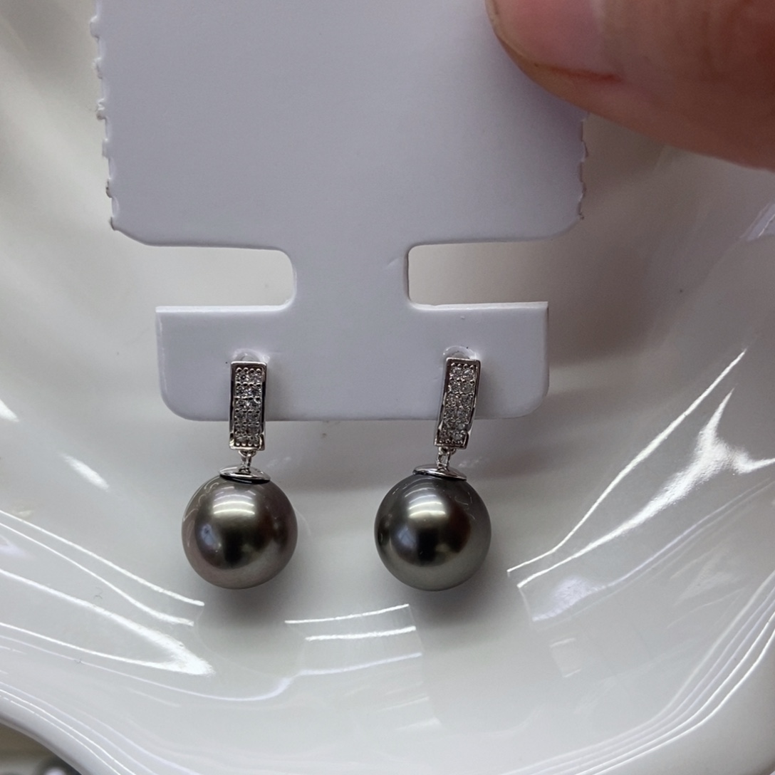 海水珍珠耳饰银S925镶嵌