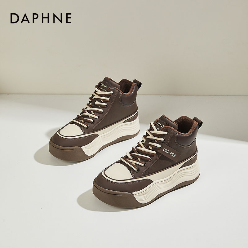 达芙妮时尚雪地靴冬季高帮秋冬时尚潮鞋高帮鞋短靴运动鞋休闲鞋