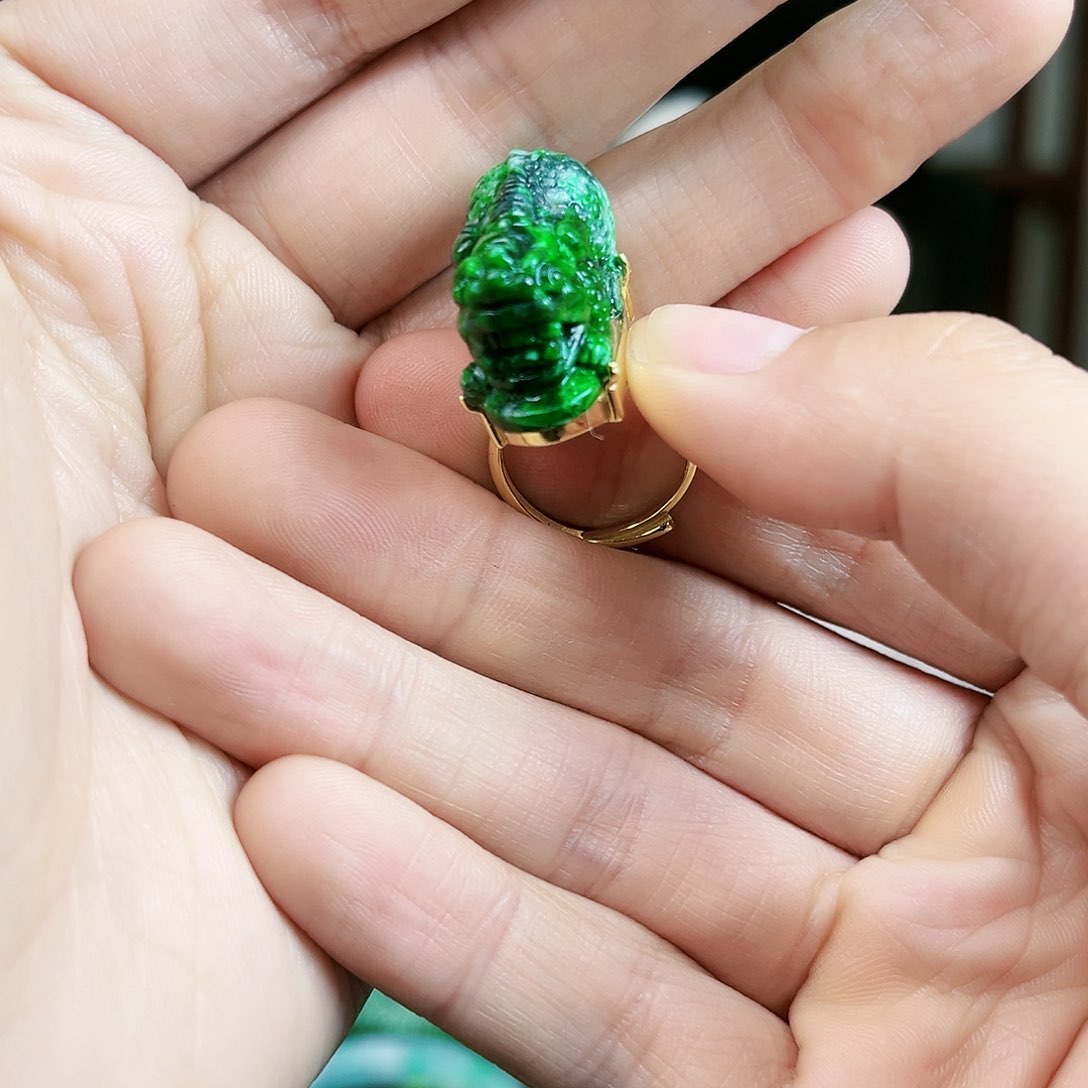 翡翠戒指银S925镶嵌戒指
