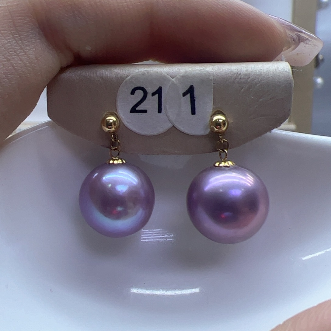 淡水珍珠耳饰18K金镶嵌